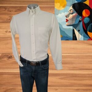 Stafford Wrinkle Free Oxford Shirt  Yellow Long-Sleeve Dress Shirt Men's Sz 14.5